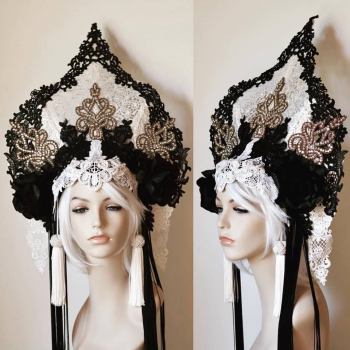 Black & White Lace Headdress