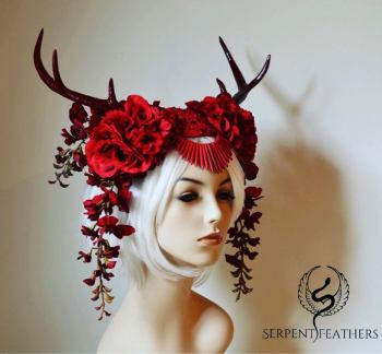 Scarlet Stag Headdress - SOLD