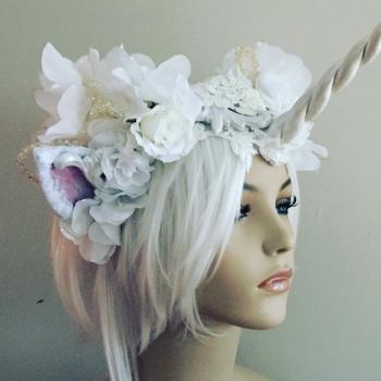 white fantasy unicorn headdress - SOLD