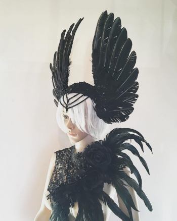 Black Bird headdress and matching collar