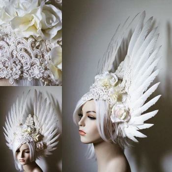White Wings and Roses Headdress