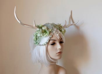 Jade Pearl Stag Headdress