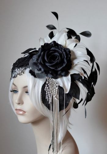 Black and white lily-rose Headdress