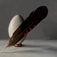 Swan Egg and Black Cockatoo Feather by Ka Amorastreya