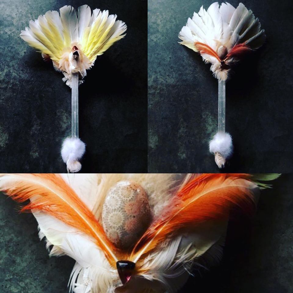 Selenite & Cockatoo Feather Fan