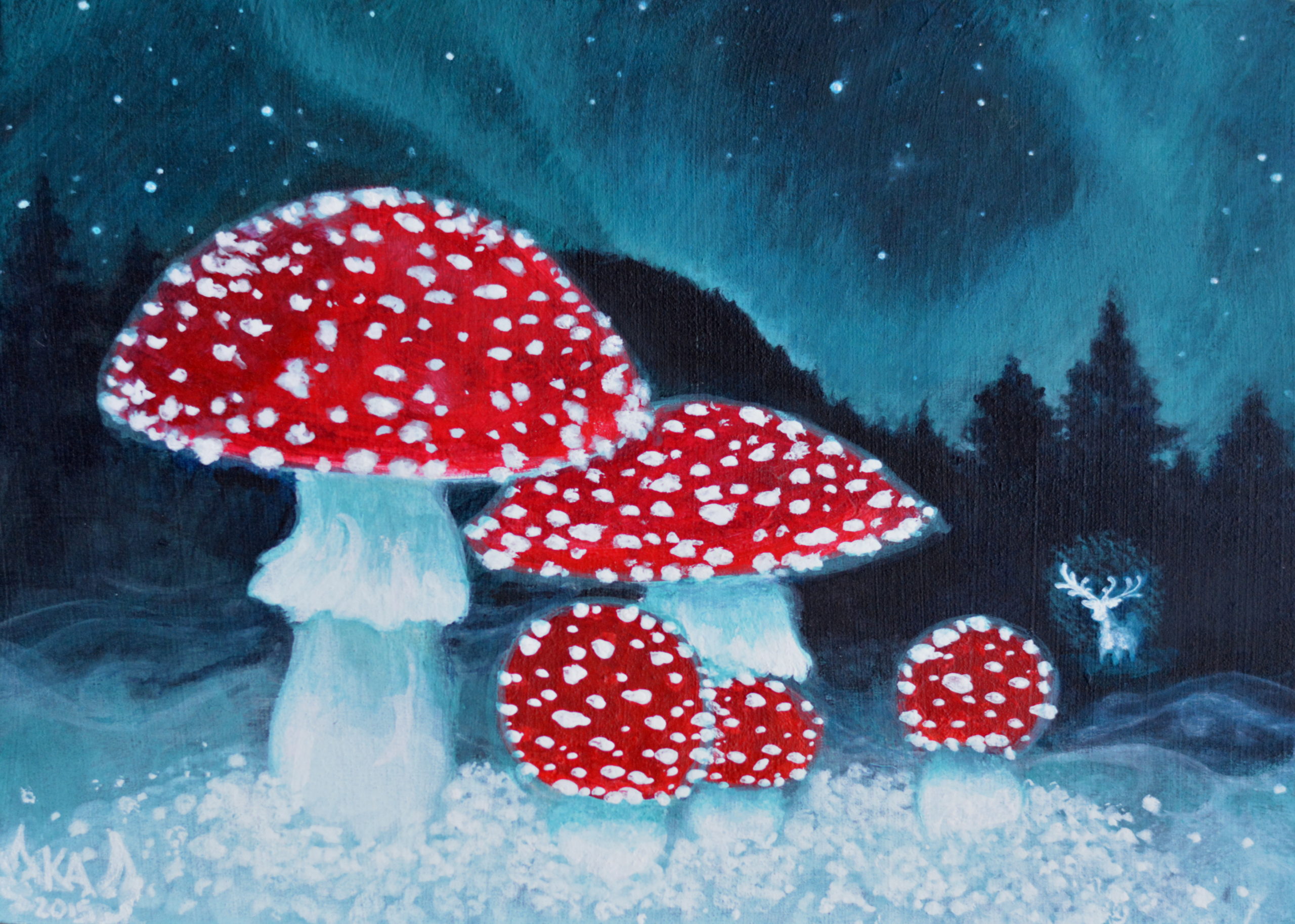 Winter Enchantment - Amanita Mushrooms