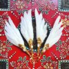 Angel Wings Feather Earrings / gold & white