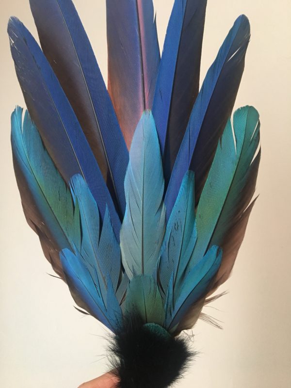 Solar Flight - Macaw Feather & Fringe Smudge Fan SOLD - Image 4