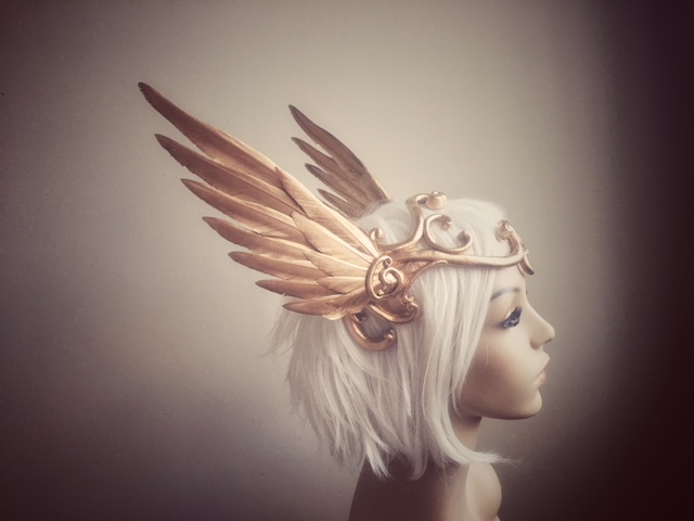 Gold Wings & Filigree Headdress : Made to order - Serpentfeathers