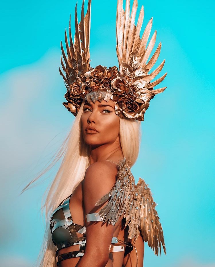 Victory Rose (Gold Wings & Roses) Headdress - Serpentfeathers