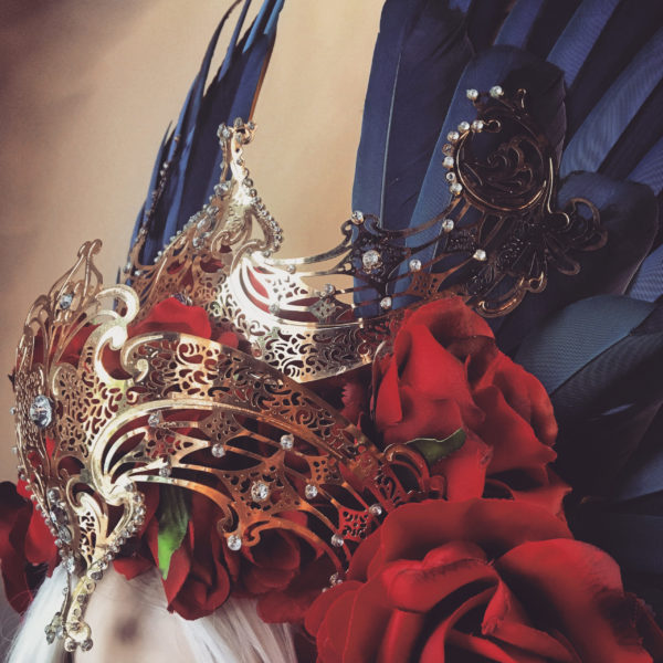 Kinaree Red Roses and Macaw Feather Headdress - Image 5