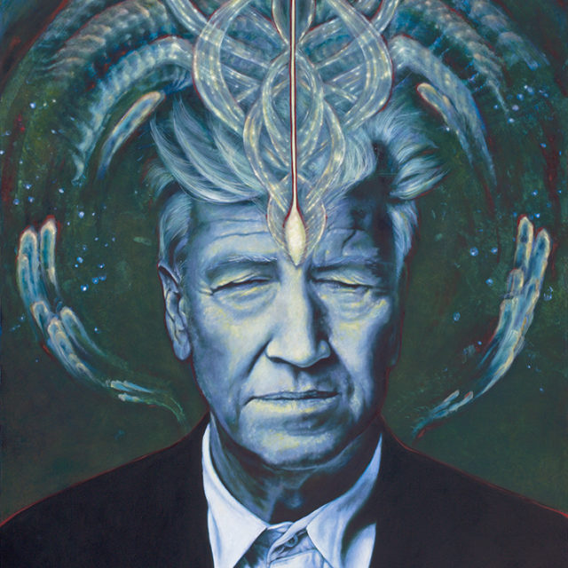 Transcending : Portrait of David Lynch- Original painting on canvas - 28 x 34 "