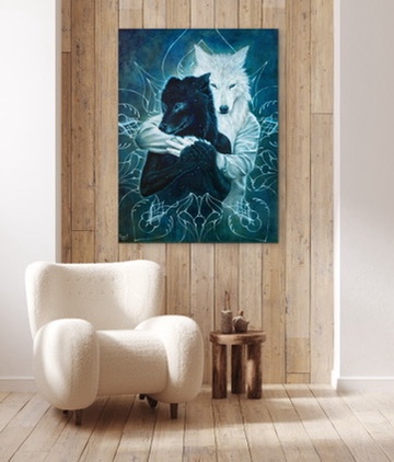 Two Wolves : Alpha & Omega - Original oil painting on canvas - 30 x 40 " - Image 6