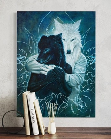 Two Wolves : Alpha & Omega - Original oil painting on canvas - 30 x 40 " - Image 7