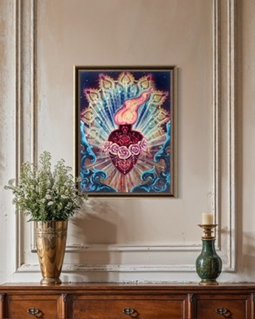 Immaculate Heart- Original acrylic painting on canvas - 12 x 16 " - Image 2