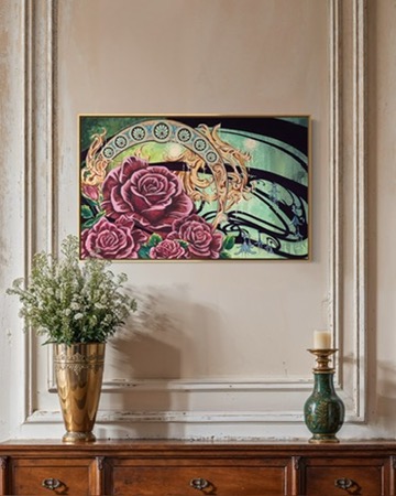 Rose Noveau - Original acrylic painting on canvas - 18 x 29" - Image 5