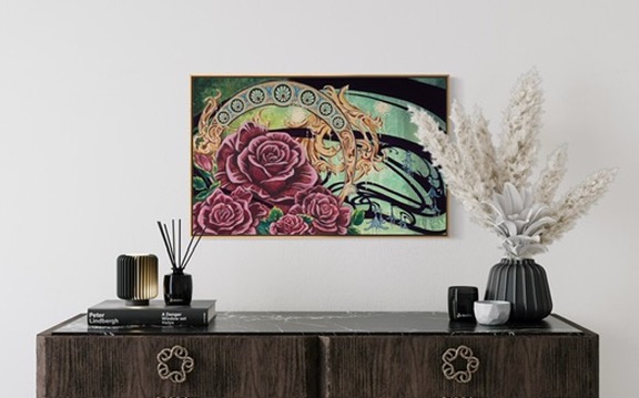 Rose Noveau - Original acrylic painting on canvas - 18 x 29" - Image 6