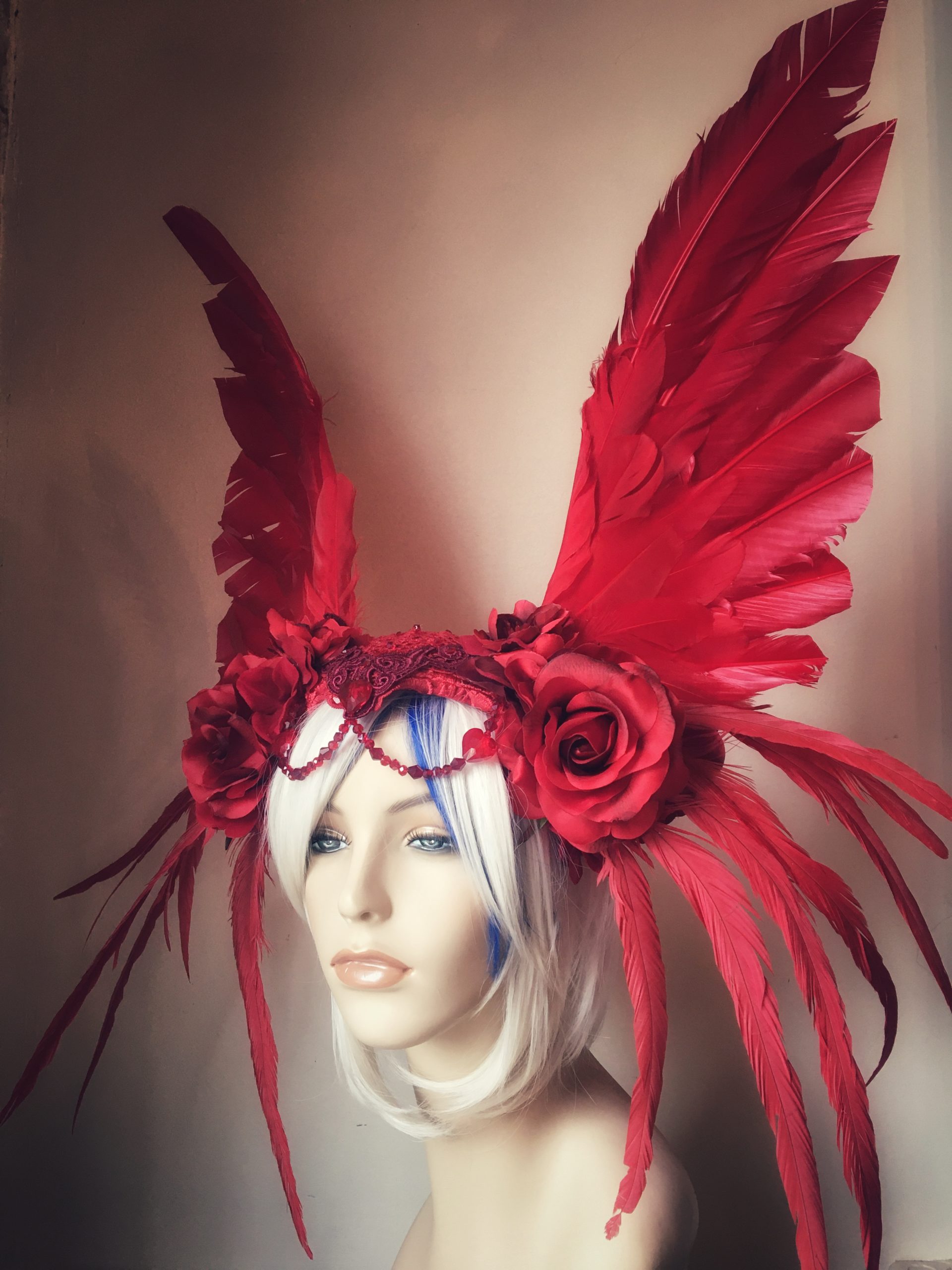 Rose Gold Wings & Roses Headdress - Serpentfeathers